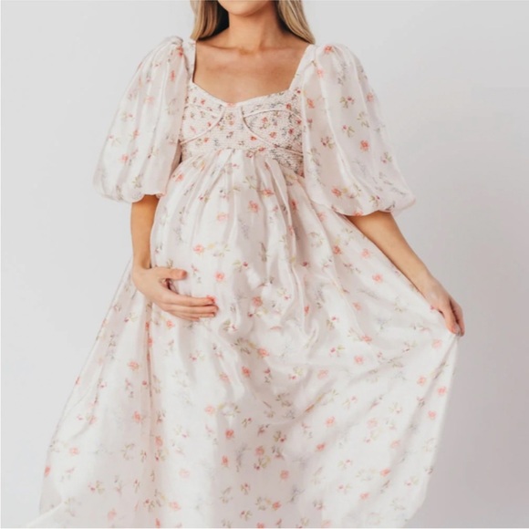 Worth Collective Dresses & Skirts - Worth Collective Harlow Maxi Dress Tiny Pink Floral Bump Friendly NEW 1XL